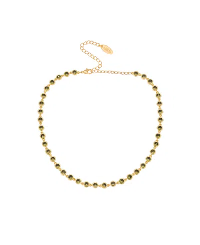 Ettika Peridot Crystal Disc And Link Necklace In Dark Green