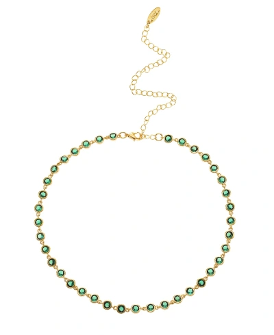 Ettika Cubic Zirconia Disc And 18k Gold Plated Link Necklace In Green