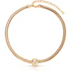 Ettika Cubic Zirconia Disc Herringbone Necklace In Gold
