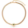 Ettika Cubic Zirconia Disc Herringbone Necklace In Green
