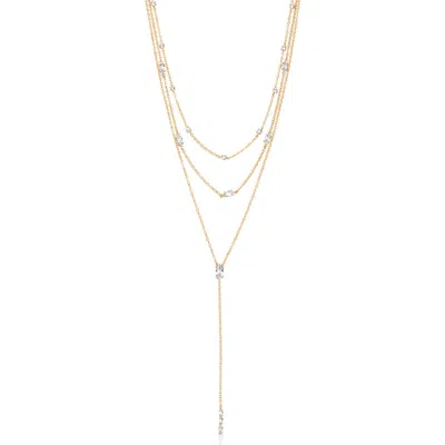 Ettika Cubic Zirconia Layered Y-necklace In Gold