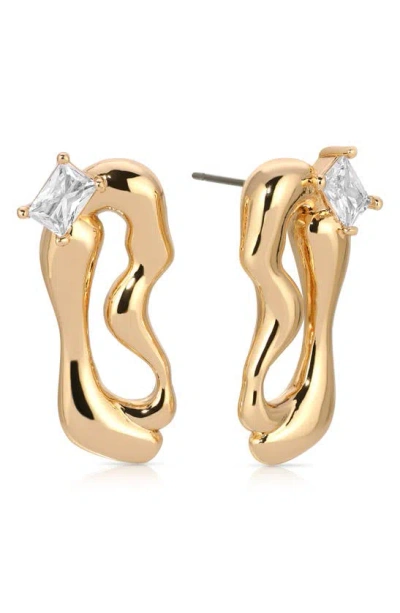 Ettika Cubic Zirconia Molten Drop Earrings In Gold