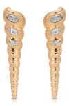 Ettika Cubic Zirconia Capri Shell Linear Drop Earrings In Gold