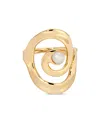 Ettika Aura Swirl Freshwater Pearl Statement Ring In Gold