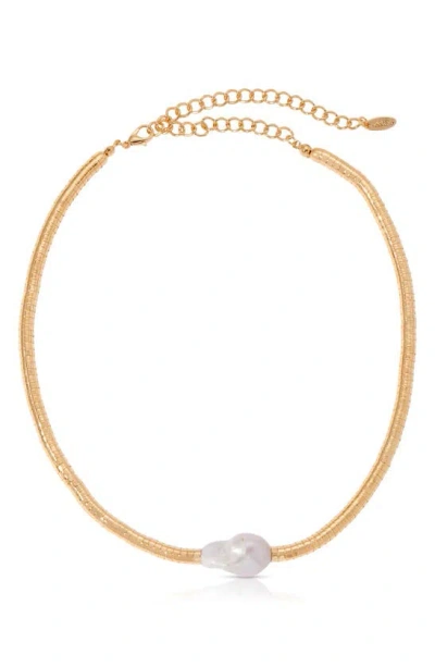 Ettika Women's Liquid 18k Gold-plated & Baroque Freshwater Pearl Choker