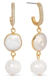 Ettika Cultured Freshwater Pearl Drop Huggie Hoop Earrings In Gold