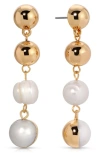 ETTIKA ETTIKA CULTURED FRESHWATER PEARL LINEAR DROP EARRINGS