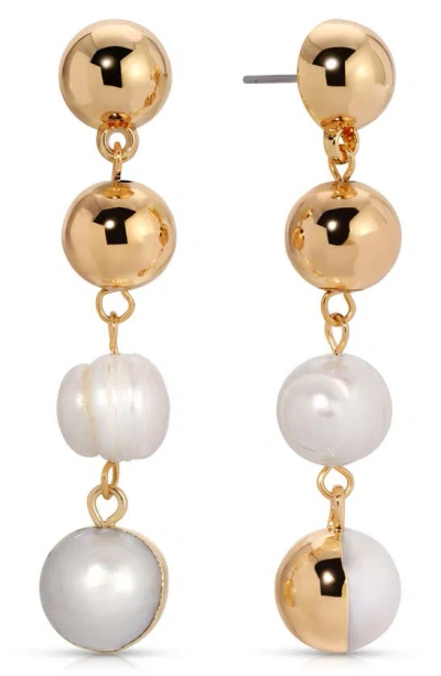 Ettika Cultured Freshwater Pearl Linear Drop Earrings In Gold