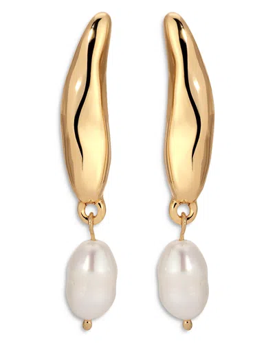Ettika Cultured Freshwater Pearl Liquid Luxe Drop Earrings In Gold