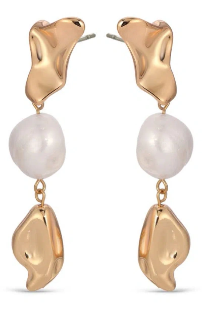 Ettika Cultured Freshwater Pearl Molten Drop Earrings In Gold