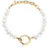 Ettika Cultured Freshwater Pearl Open Ring Choker Necklace In Gold