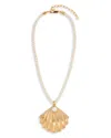 Ettika Silk Cord Scallop Shell Pendant Necklace In Gold/ivory