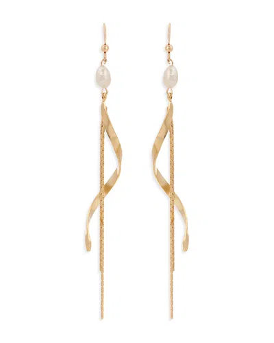 Ettika Cultured Freshwater Pearl Twisted Linear Drop Earrings In Gold