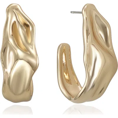 Ettika Curve Hammered Hoop Earrings In Gold