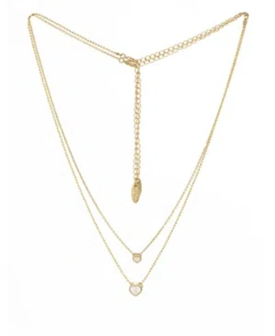 Ettika Dainty Chain And Crystal Heart Necklace Set Of 2 In Gold Plated