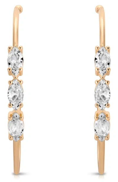 Ettika Dainty Marquise Cubic Zirconia Hoop Earrings In Gold