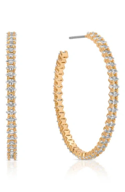 Ettika Dainty Marquise Cubic Zirconia Hoop Earrings In Gold