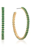 Ettika Dainty Marquise Cubic Zirconia Hoop Earrings In Green