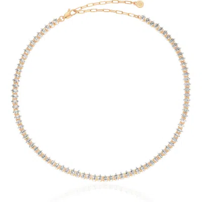 Ettika Dainty Marquise Cubic Zirconia Tennis Necklace In Gold