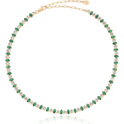 Ettika Dainty Marquise Cubic Zirconia Tennis Necklace In Green