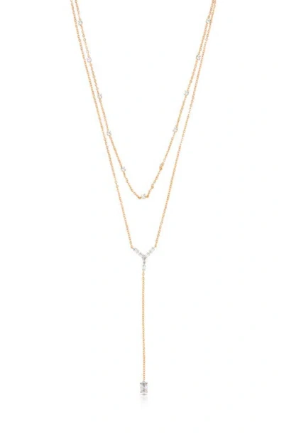 Ettika Dainty Marquise Double Layered Y-necklace In Gold