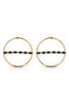 Ettika Dainty Marquise Frontal Hoop Earrings In Black