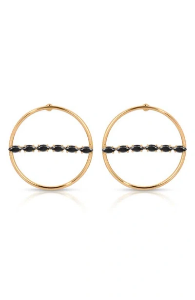 Ettika Dainty Marquise Frontal Hoop Earrings In Black