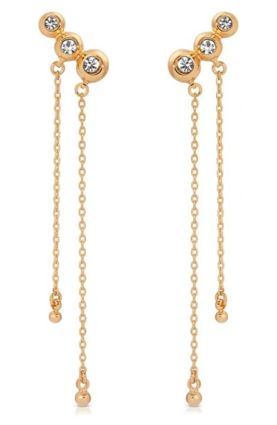 Ettika Deco Crystal Hanging Chain Drop Earrings In Gold