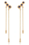 Ettika Deco Crystal Hanging Chain Drop Earrings In Sapphire