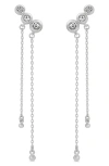 Ettika Deco Crystal Hanging Chain Drop Earrings In Silver