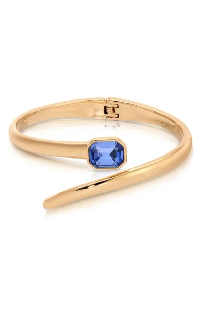 Ettika Deco Crystal Hinge Bracelet In Sapphire