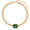 Ettika Deco Crystal Statement Cuban Chain Necklace In Green