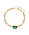 Ettika Deco Crystal Statement Cuban Chain Necklace In Green