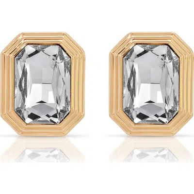 Ettika Deco Crystal Statement Stud Earrings In Gold