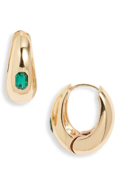 Ettika Deco Cubic Zirconia Hoop Earrings In Green