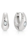 Ettika Deco Cubic Zirconia Hoop Earrings In Silver