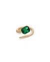 Ettika Deco Emerald 18k Gold Plated Ring In Green