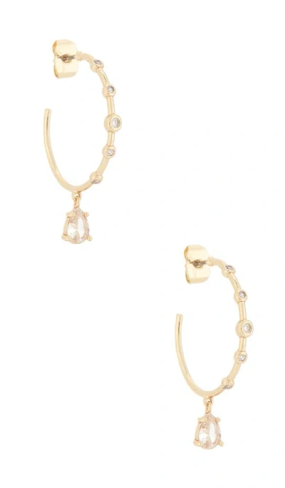 Ettika Delicate Crystal Charm Hoop Earrings In Clear Crystals