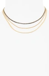 Ettika Delicate Sparkle Layered Chain Necklace In Gold