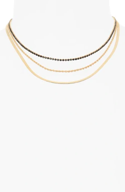 Ettika Delicate Sparkle Layered Chain Necklace In Gold