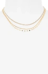 Ettika Delicate Sparkle Layered Chain Necklace In Gold