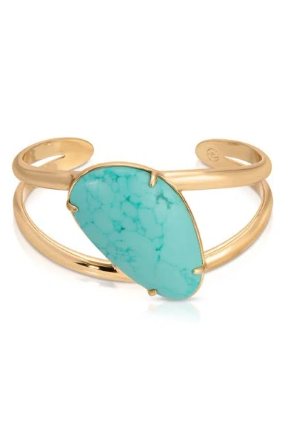 Ettika Desert Tide Reconstituted Turquoise Cuff In Gold