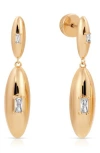 Ettika Baguette Cubic Zirconia Oval Dome Double Drop Earrings In Gold