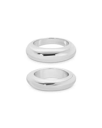ETTIKA DOME RINGS IN SILVER PLATED, SET OF 2