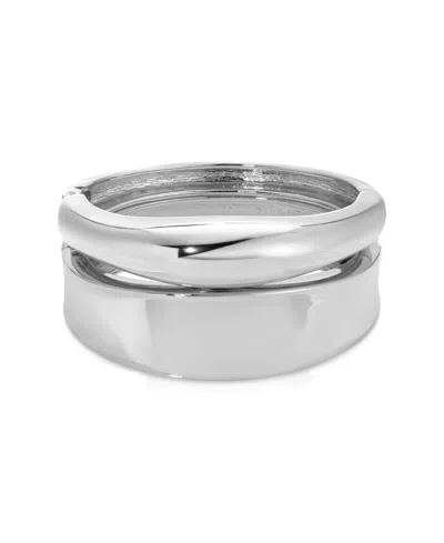 Ettika Double Golden Bangle Bracelet Set In Metallic