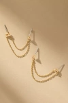 Ettika Double Piercing Chain Dangle Earrings In Gold