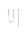 Ettika Double Piercing Freshwater Pearl And 18k Gold Plated Earrings In Gold