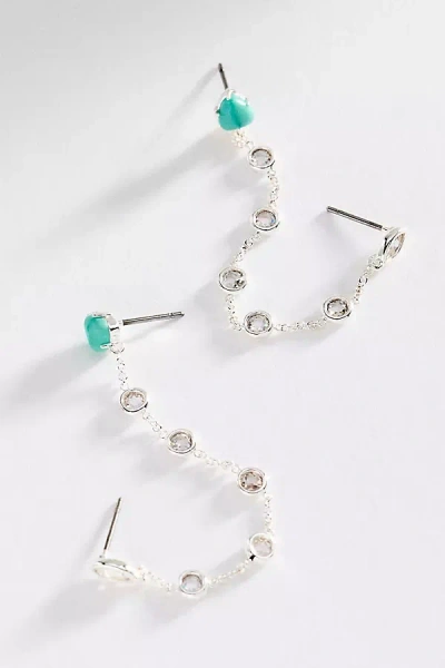 Ettika Double Piercing Turquoise Earrings In Metallic