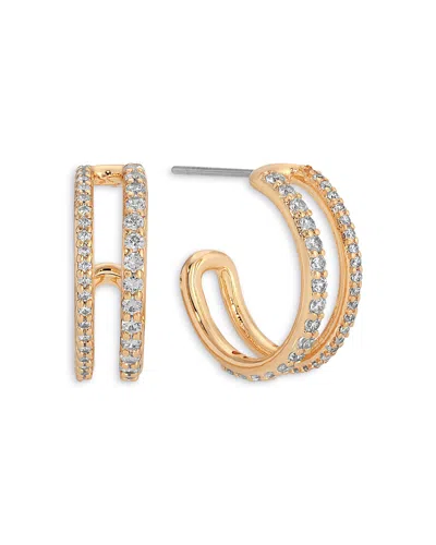 Ettika Double Up Crystal Hoop Earrings In Gold
