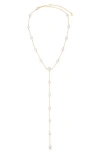Ettika Dripping Mother Of Pearl Lariat Necklace In Gold